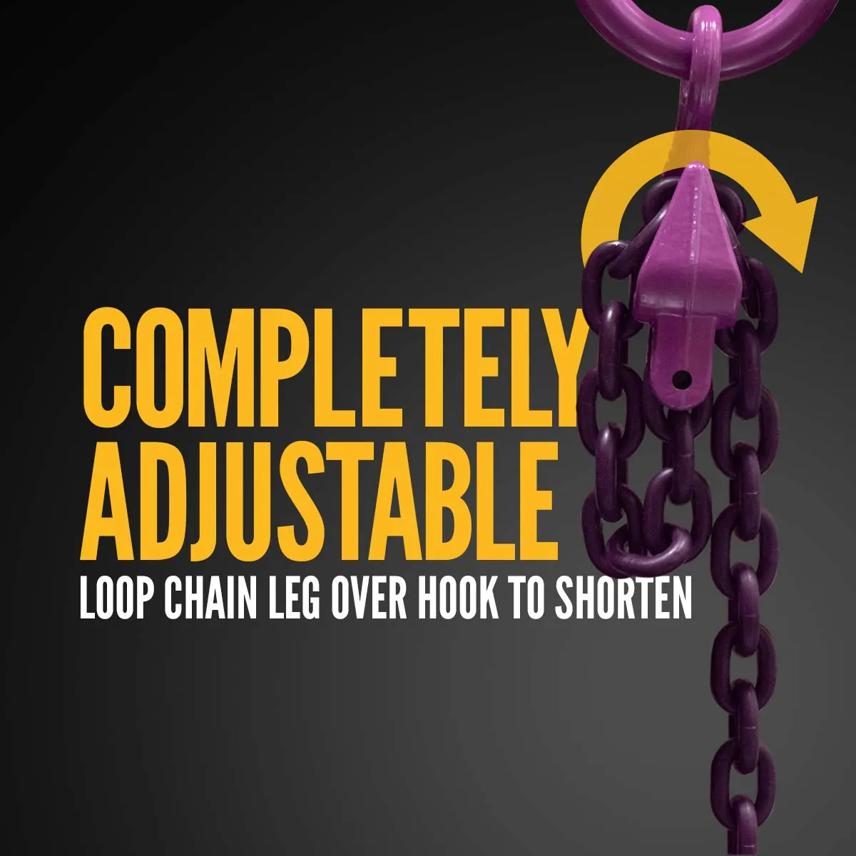 9/32" x 20' - Adjustable Single Leg Chain Sling w/ Sling Hook - Grade 100