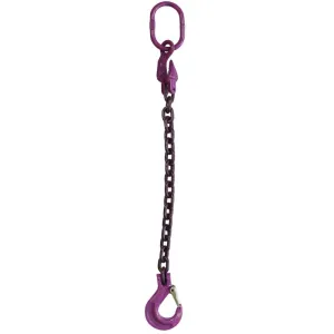 9/32" x 20' - Adjustable Single Leg Chain Sling w/ Sling Hook - Grade 100