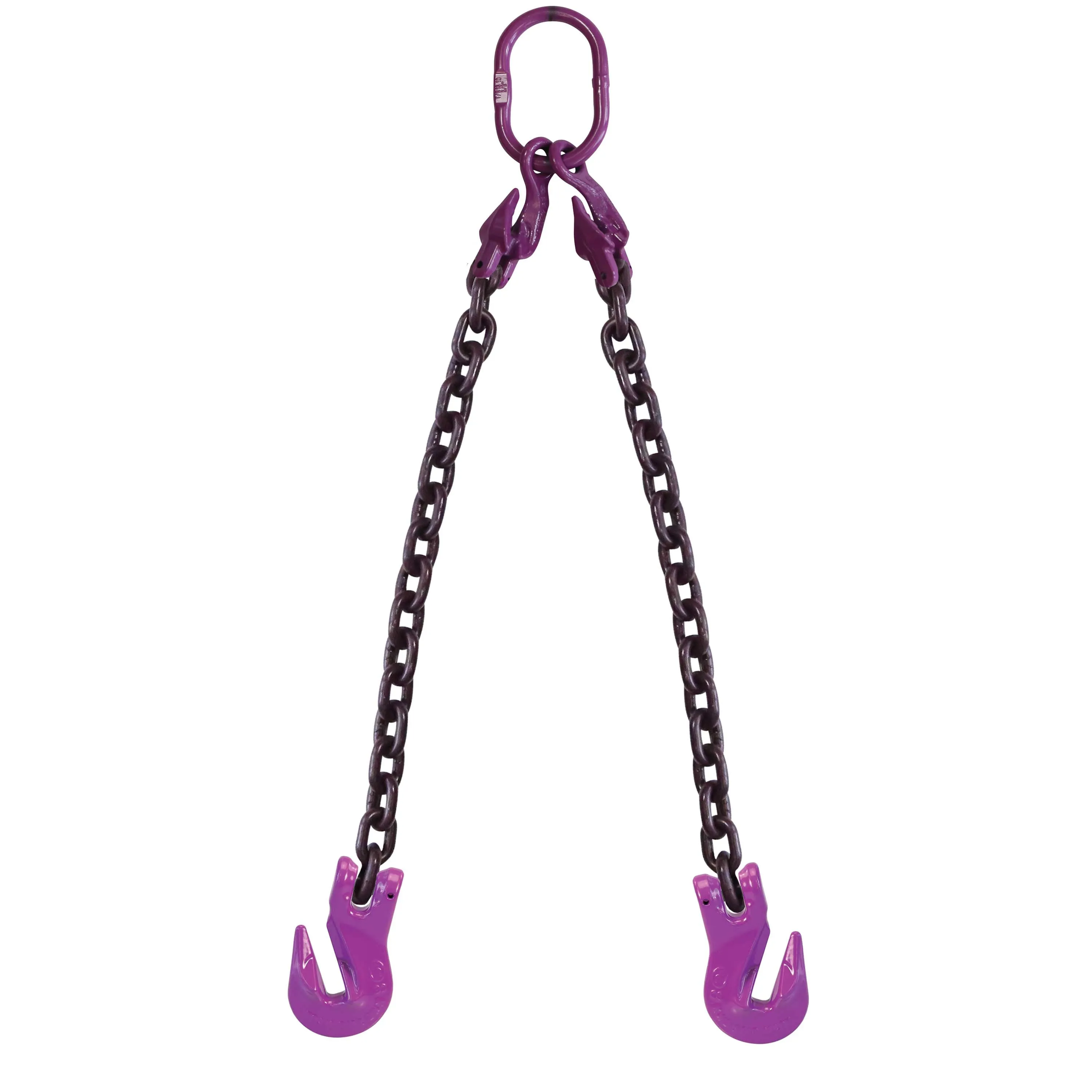 9/32" x 5' - Adjustable 2 Leg Chain Sling w/ Grab Hooks - Grade 100