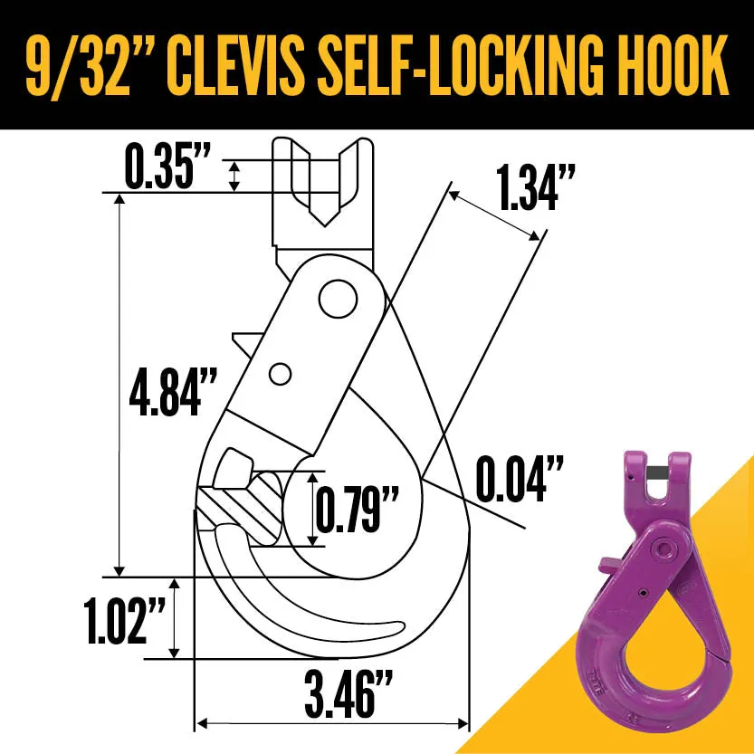 9/32" x 5' - Adjustable Single Leg Chain Sling w/ Self-Locking Hook - Grade 100