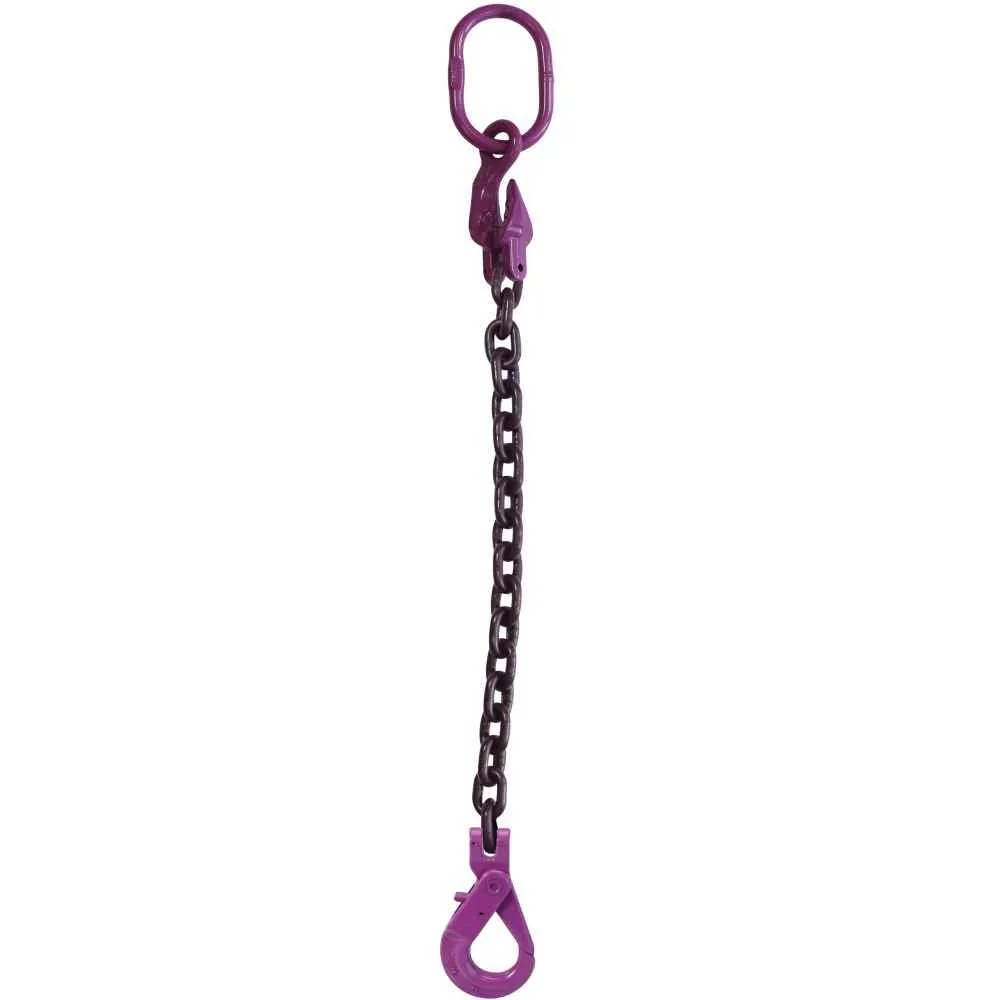 9/32" x 5' - Adjustable Single Leg Chain Sling w/ Self-Locking Hook - Grade 100