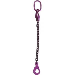 9/32" x 5' - Adjustable Single Leg Chain Sling w/ Self-Locking Hook - Grade 100