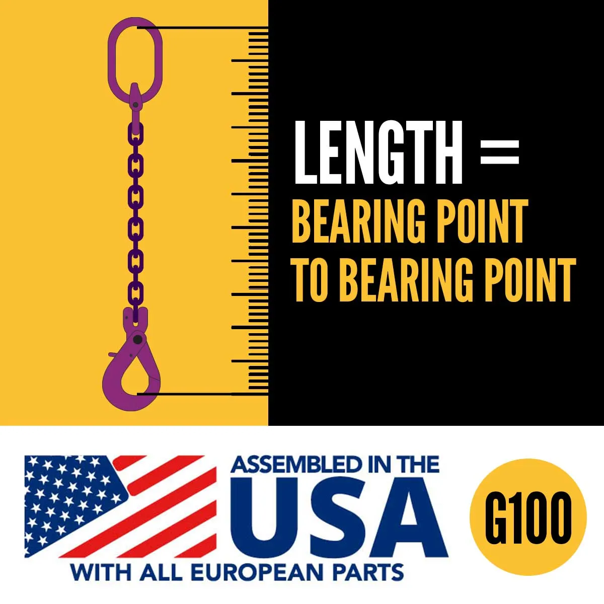 9/32" x 5' - Adjustable Single Leg Chain Sling w/ Self-Locking Hook - Grade 100