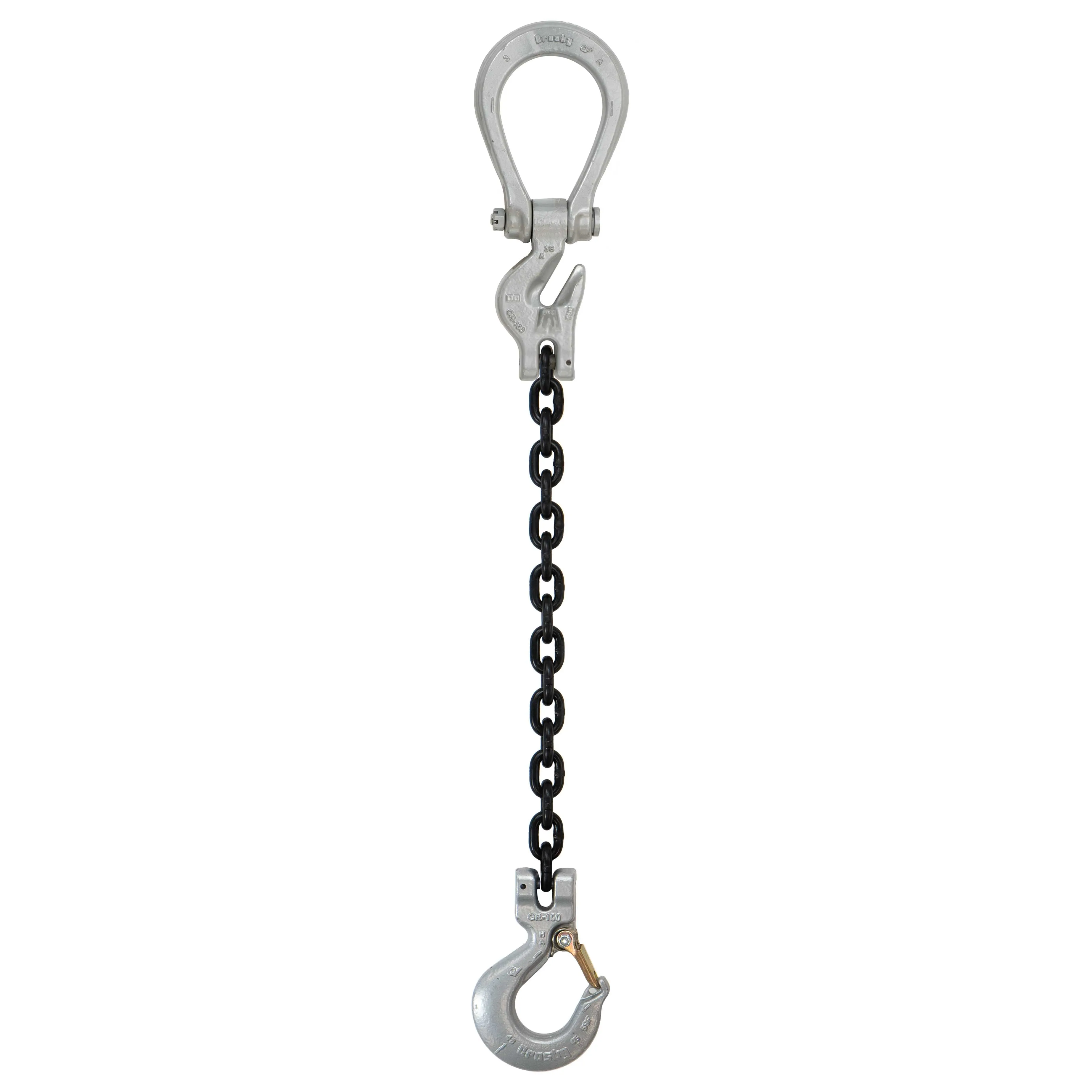 9/32" x 5' - Domestic Adjustable Single Leg Chain Sling with Crosby Sling Hook - Grade 100