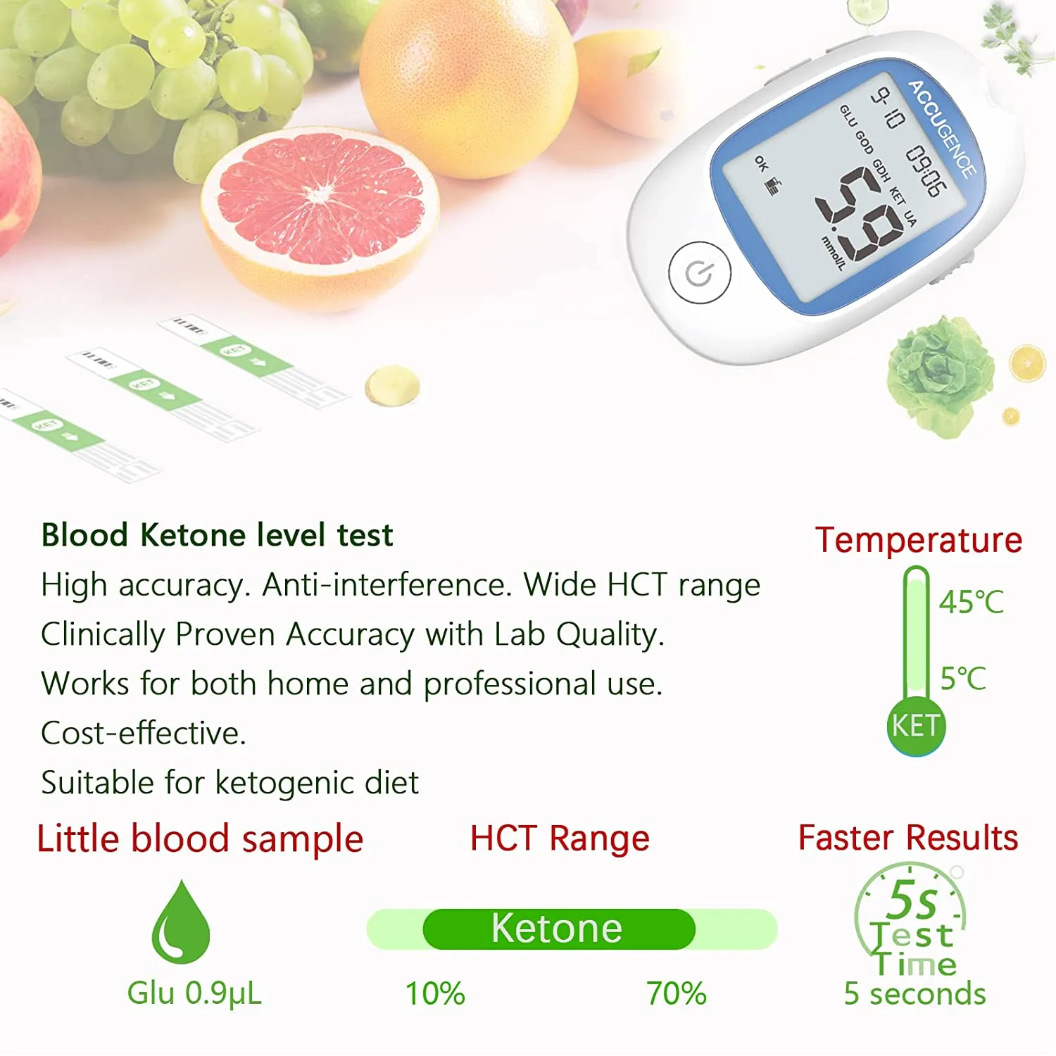 Accugence - Blood Ketone Meter Starter Kit - 30 x Beta-Ketone Strips