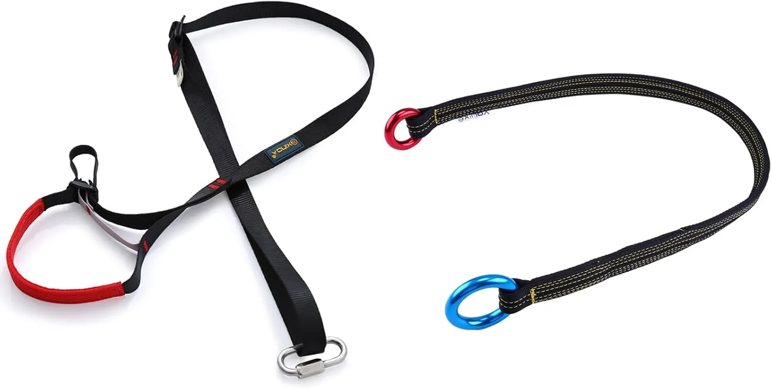 Adjustable Climbing Ascender Friction Saver Sling Foot Loop Ascender Webbing Sling for Outdoor Mountaineering, Rock Climbing, Expedition, Caving, Rescue and Aerial Work