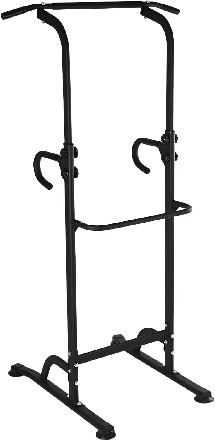 Adjustable Height Power Tower, Multi-Function Pull Up Bar Station Strength Training Fitness Equipment Family Gym Abdomen Chest Arms Exercise Device for Home Gym, 330lbs Strong Load-bearing