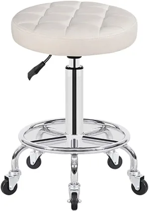 Adjustable Height Stool with 5 Wheels/Thick Sponge,Modern Chrome Steel PU Leather Bar Stool Work Shop Stool,Hydraulic Rolling Swivel Salon Stool,Massage Spa Tattoo C red,Green (White)