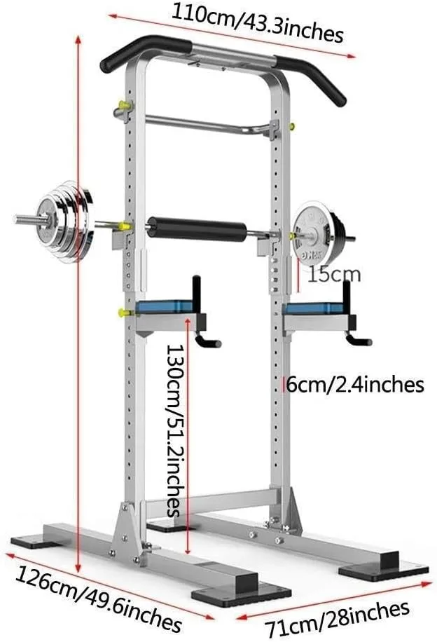 Adjustable Multi-Function Parallel Bars for Home, Pull-Up Device & Squat Rack, 300kg Load Capacity, 71x126x225cm, Grey
