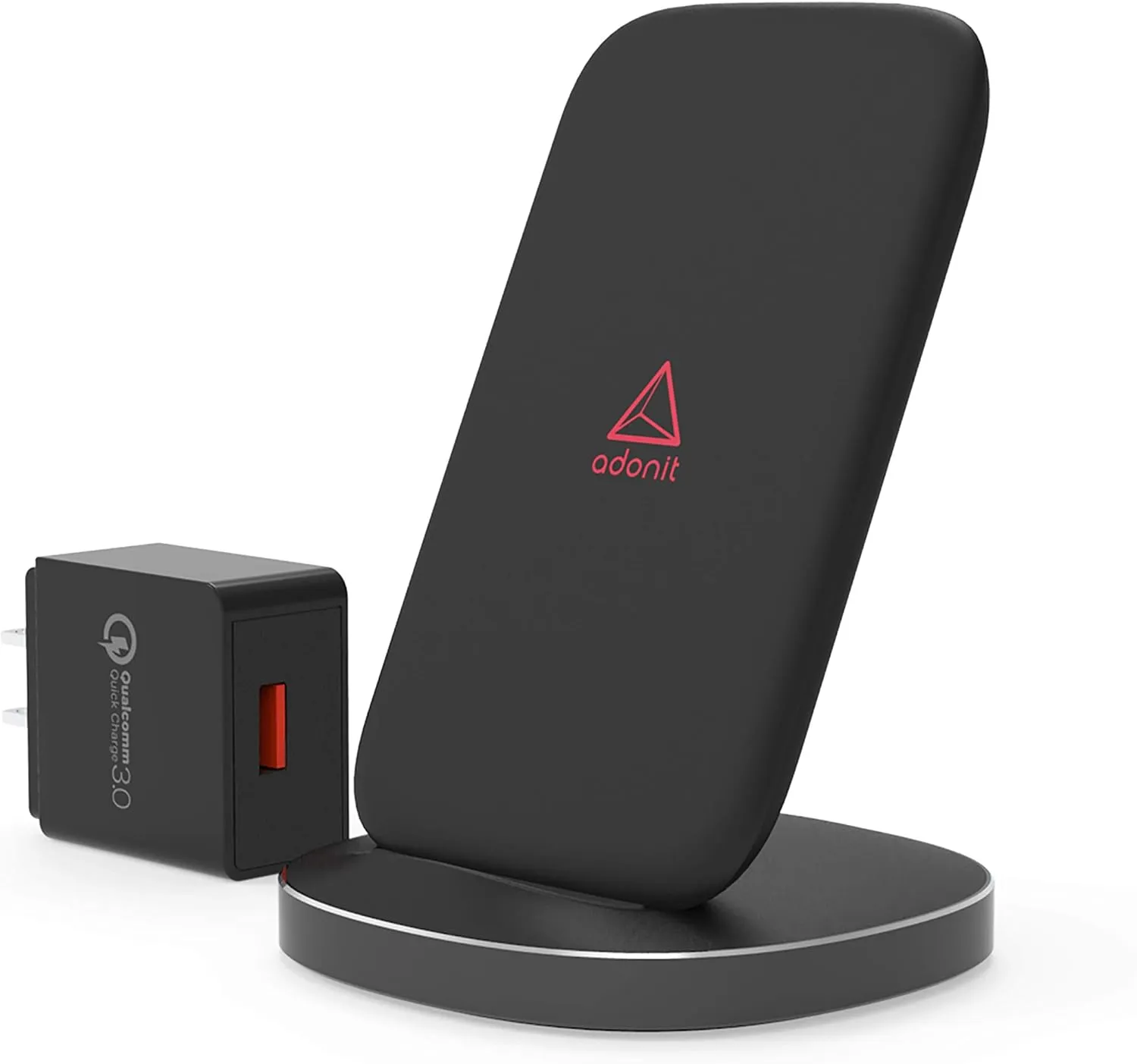 Adonit Wireless Fast Charging Stand   QC3.0 Adapter for Qi Enabled iPhone X/8 Samsung Galaxy S9/S8/PLUS/Note 8/9 - Black