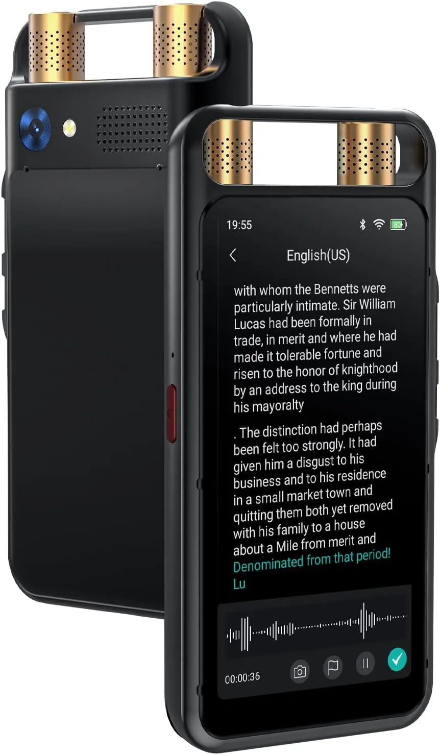 AI Voice Recorder with Playback, Digital Voice Recorder with Transcription to Text, Summary, Translation, Full Touchscreen Recorder Device for Meetings, Lectures, Interviews with 64GB Card (Black)