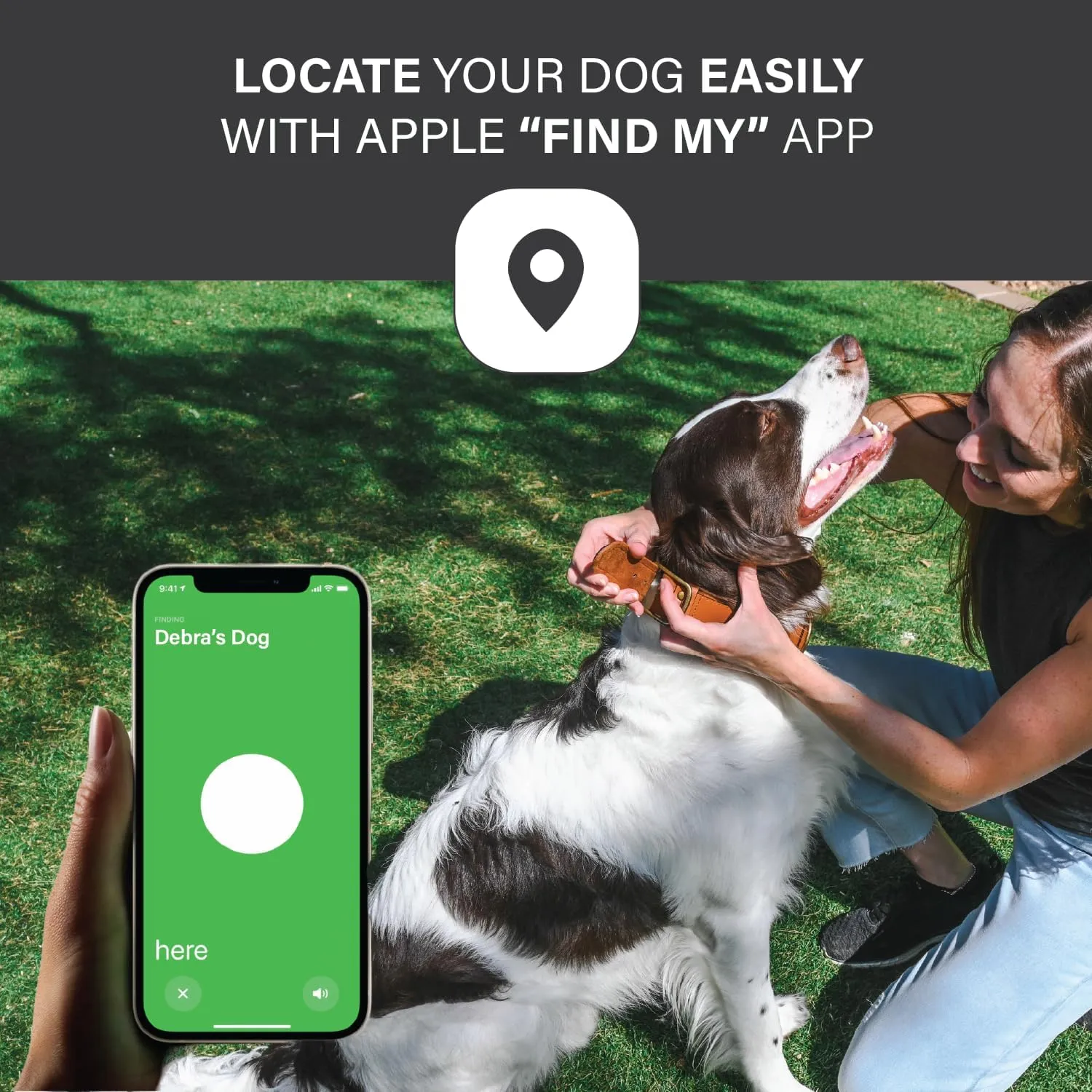 AirTag Dog Collar for Apple AirTag – Leather Dog Collar with Apple AirTag Holder – Smart Collars for Dog – GPS Dog Collar – Dog Collar with Airtag Holder (L, Black)