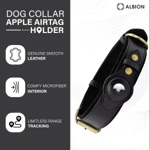 AirTag Dog Collar for Apple AirTag – Leather Dog Collar with Apple AirTag Holder – Smart Collars for Dog – GPS Dog Collar – Dog Collar with Airtag Holder (L, Black)