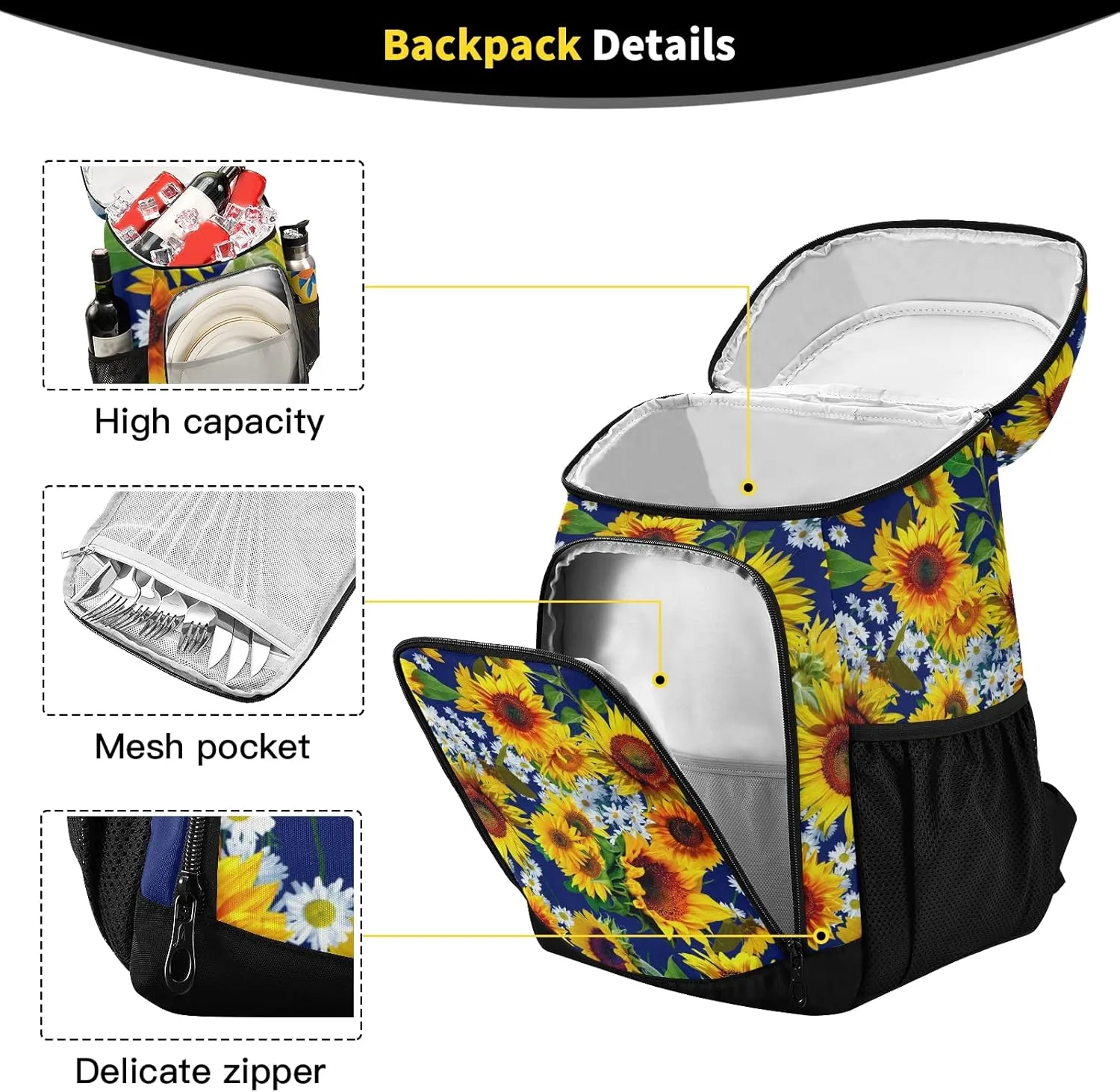 ALAZA Cooler Backpack Reusable Insulated Lunch Bag with Adjustable Shoulder Strap for Women Men Picnic Work College Hiking Camping Office Beach