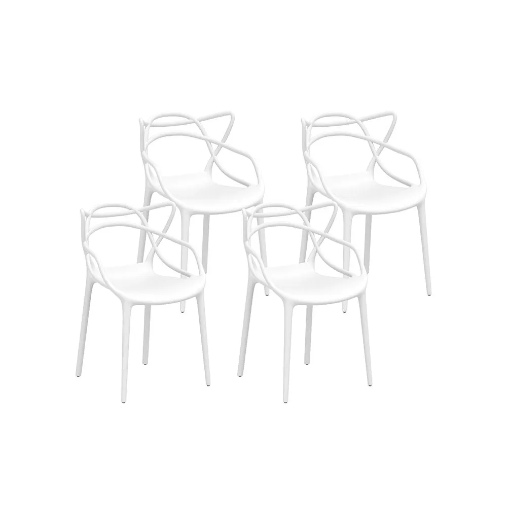 Alden (Set of 4) Stackable Outdoor Dining Chairs - White