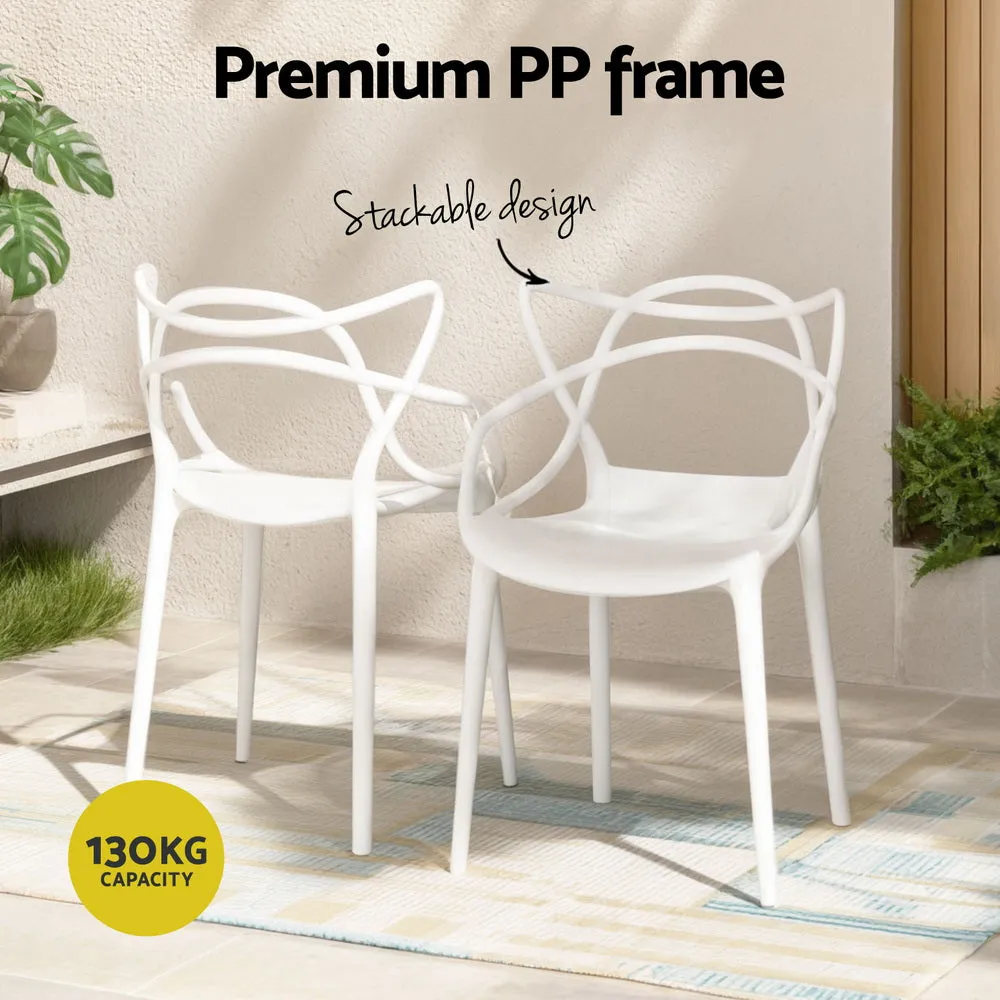 Alden (Set of 4) Stackable Outdoor Dining Chairs - White
