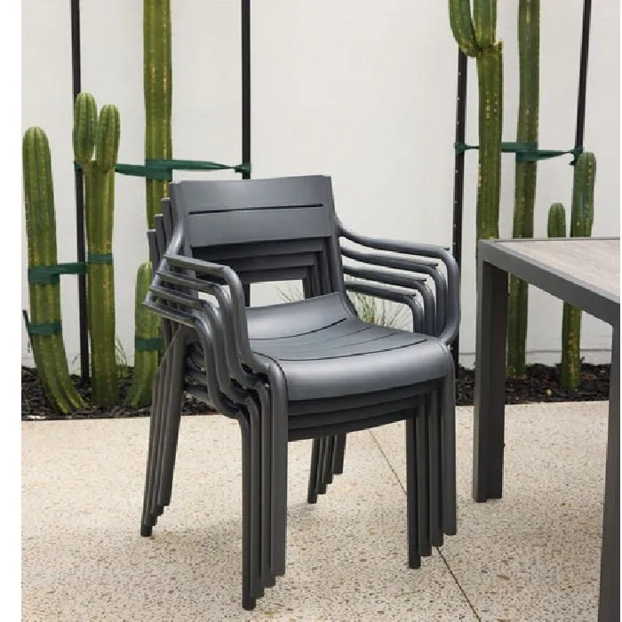 Alfresco Villa Stackable Dining Chair - Gunmetal Grey