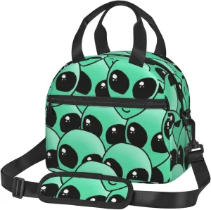 Alien Invasion Lunch Bag Hand Tote Crossbody Insulated Lunch Bag Large Portable Lunch Box
