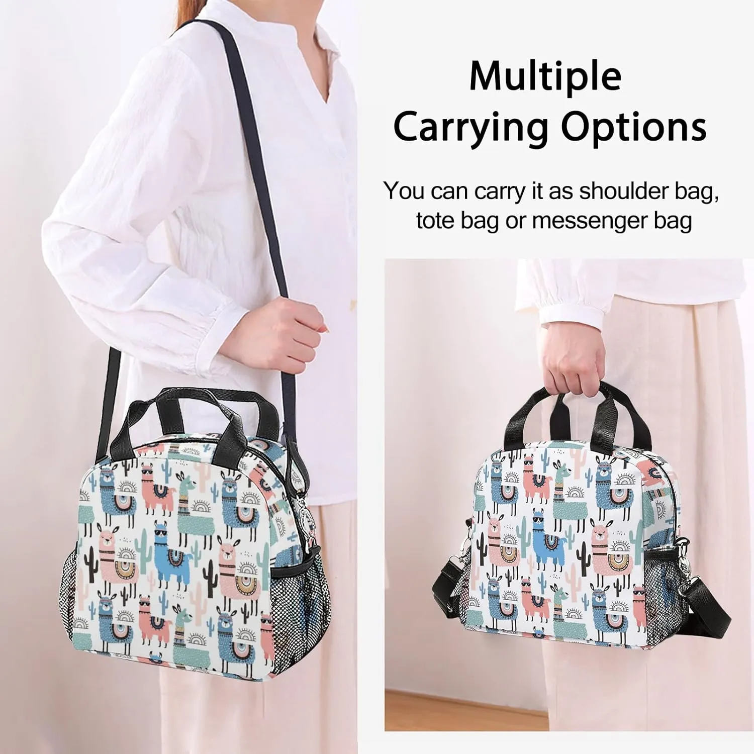 Alpacas Lunch Bag, Reusable Lunch Box Insulated Meal Tote for Kids Women Men Cooler Bag with Shoulder Strap, Durability of Lunch Tote for Work School Picnic, Alpacas…