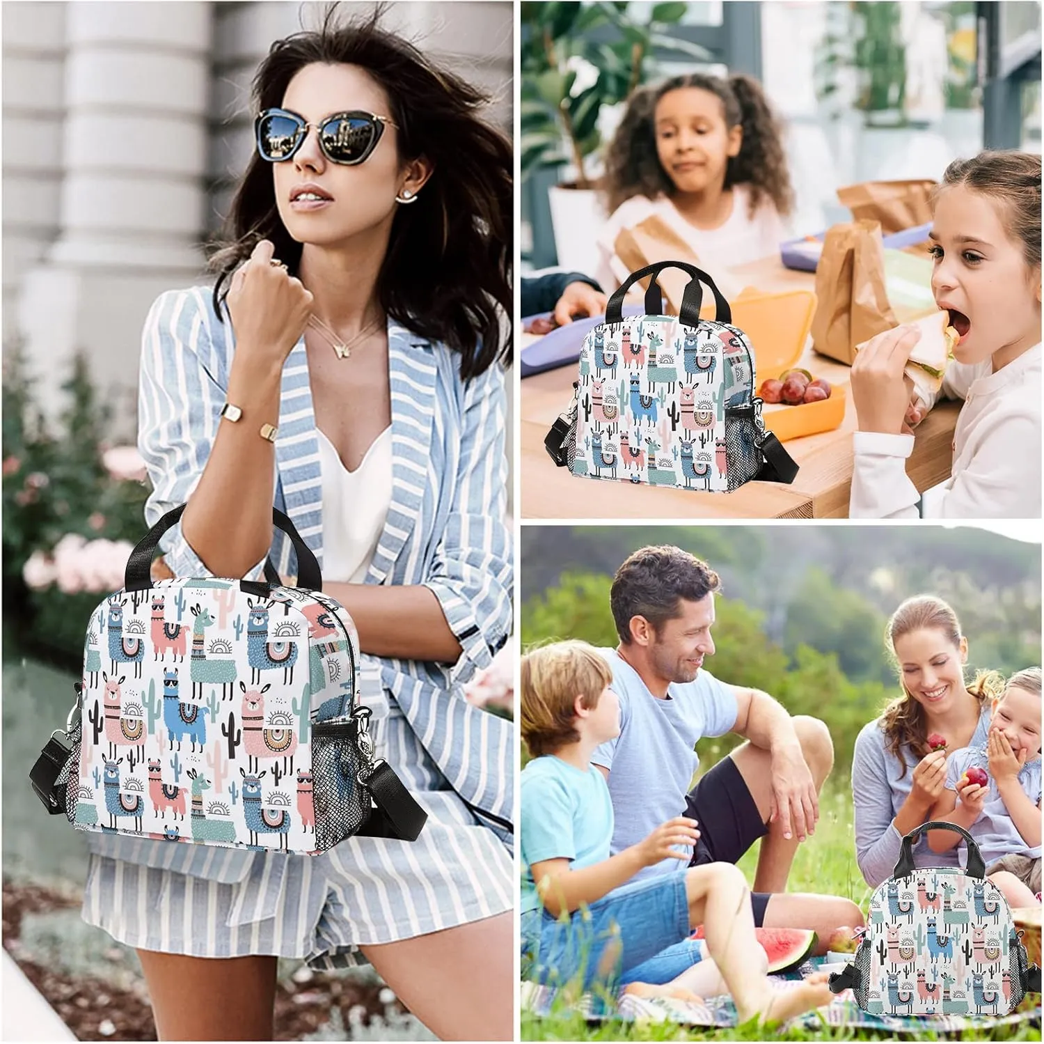 Alpacas Lunch Bag, Reusable Lunch Box Insulated Meal Tote for Kids Women Men Cooler Bag with Shoulder Strap, Durability of Lunch Tote for Work School Picnic, Alpacas…