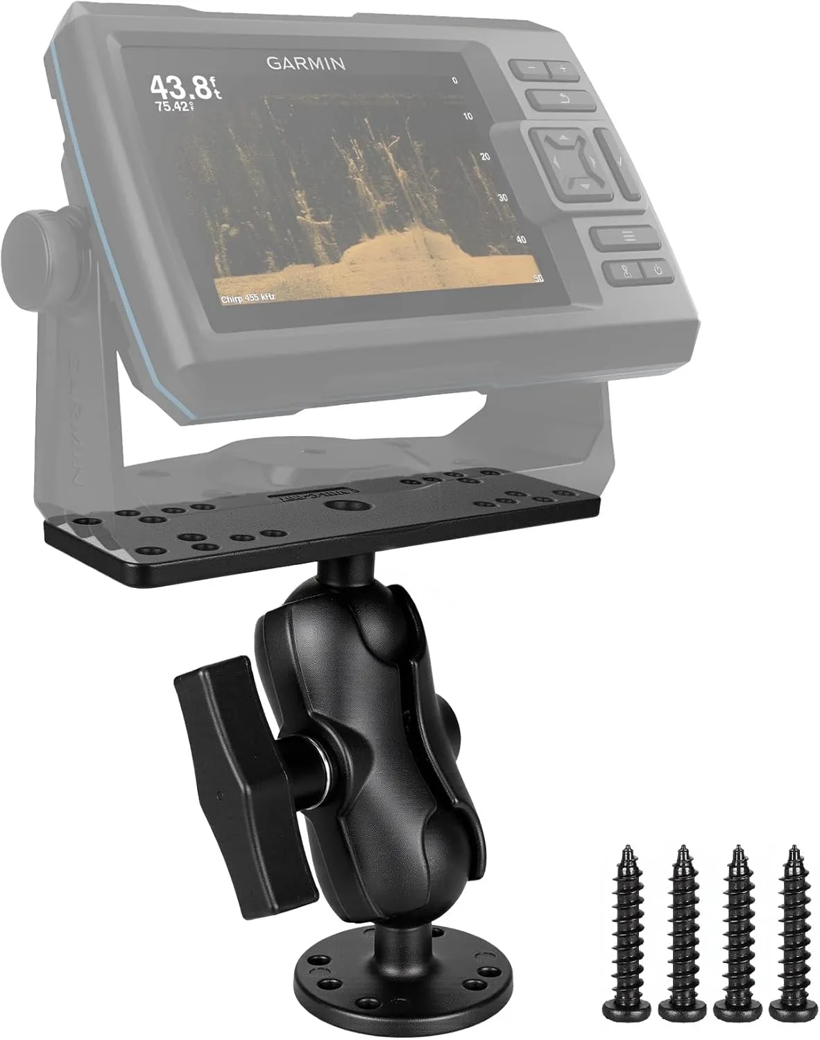 Aluminum Fish Finder Mount with 1.5"/C Size Ball, 3.42" Aluminum Arm Marine Electronics/Depth Finder Mount. High Salt Water Resistant, compatible with Garmin, Lowrance, Humminbird, and More.