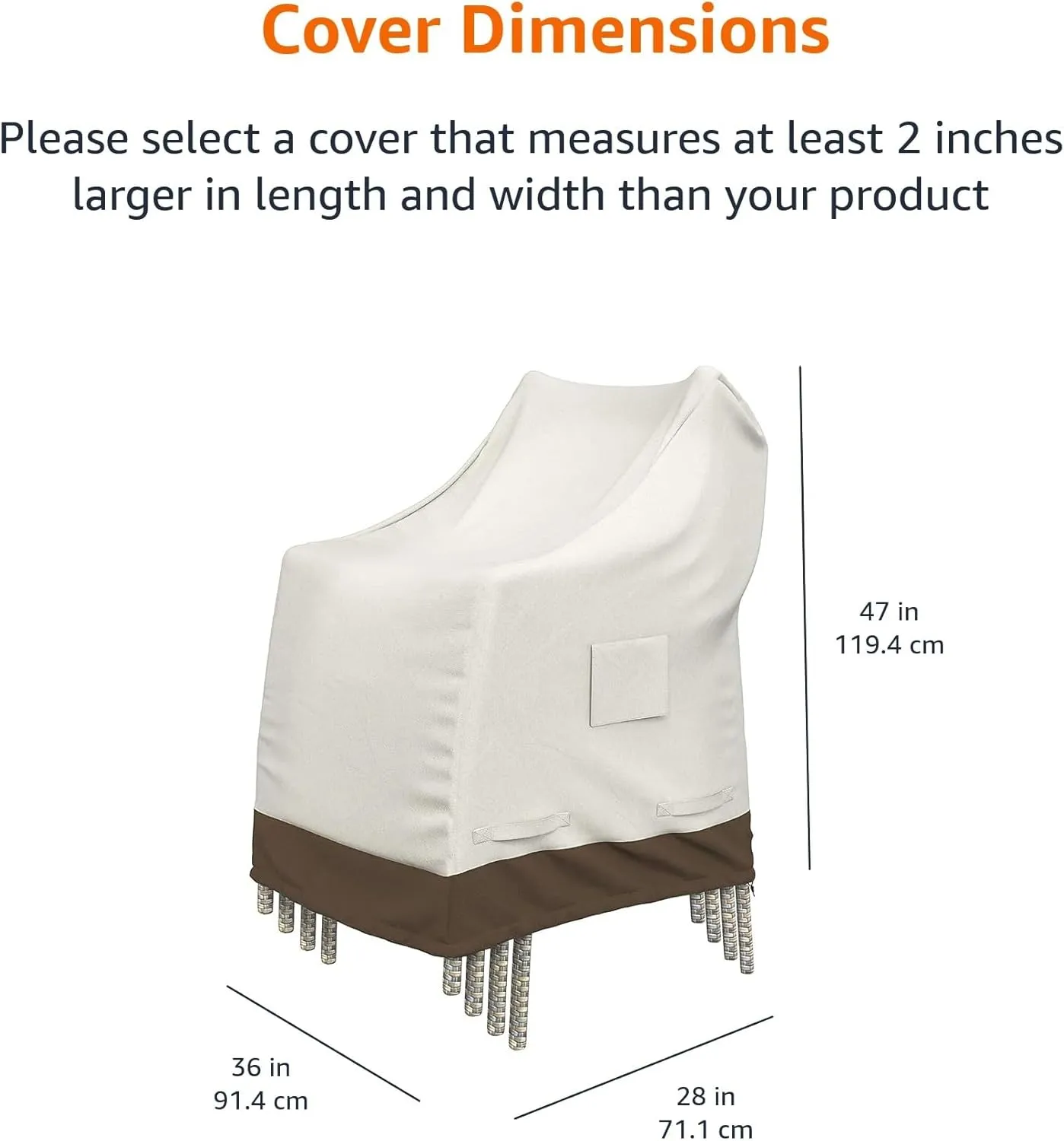 Amazon Basics Outdoor Patio Chair Cover Waterproof, Anti-UV, Durable, Beige/Tan