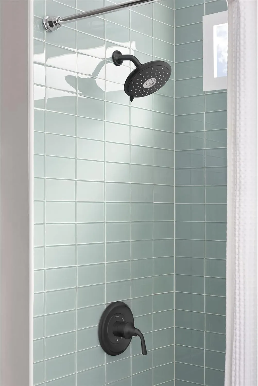 American Standard 9038074.243 Spectra Fixed 4-Function Adjustable Shower Head 7-inch 1.8 GPM, Matte Black