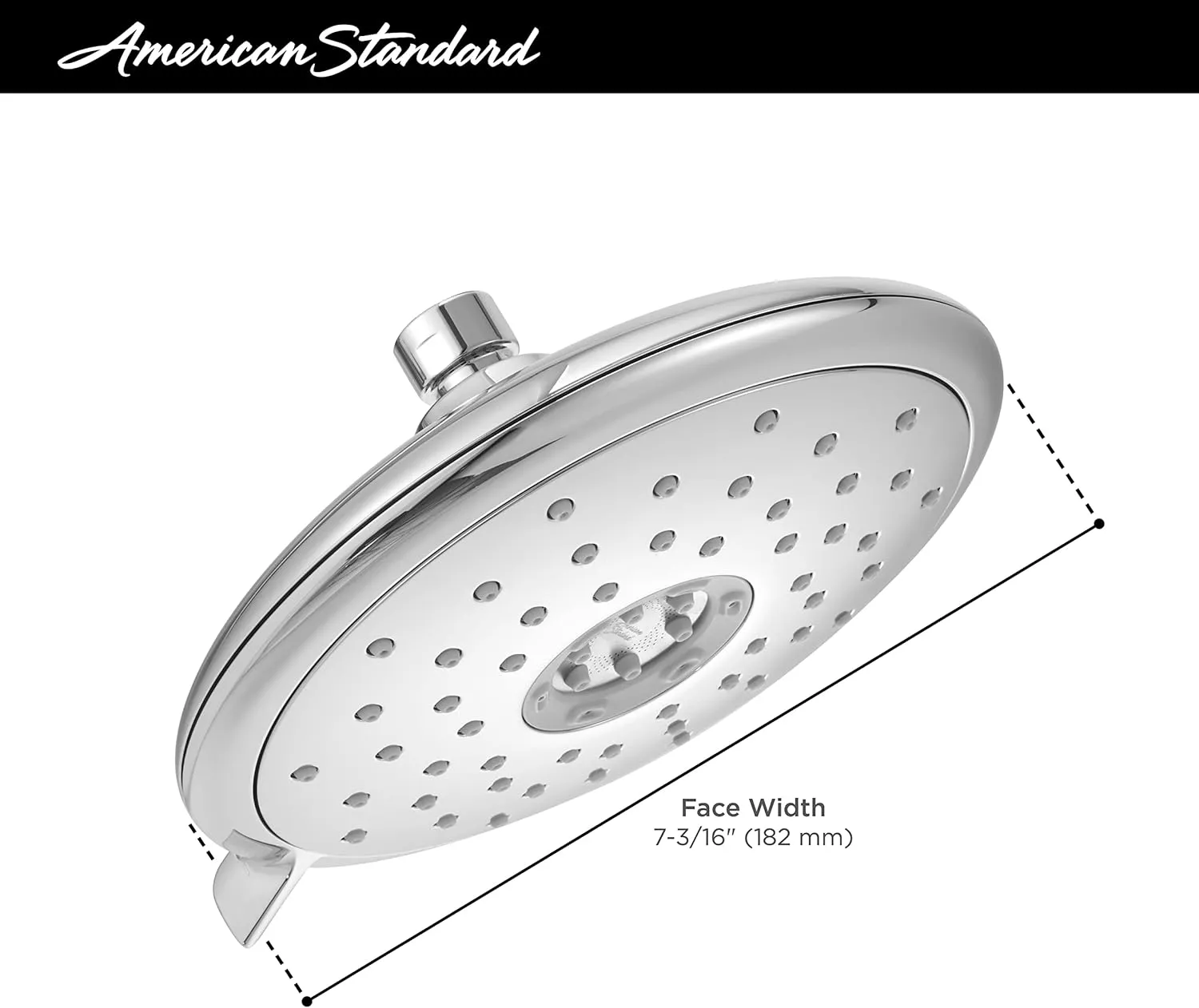 American Standard 9038074.243 Spectra Fixed 4-Function Adjustable Shower Head 7-inch 1.8 GPM, Matte Black