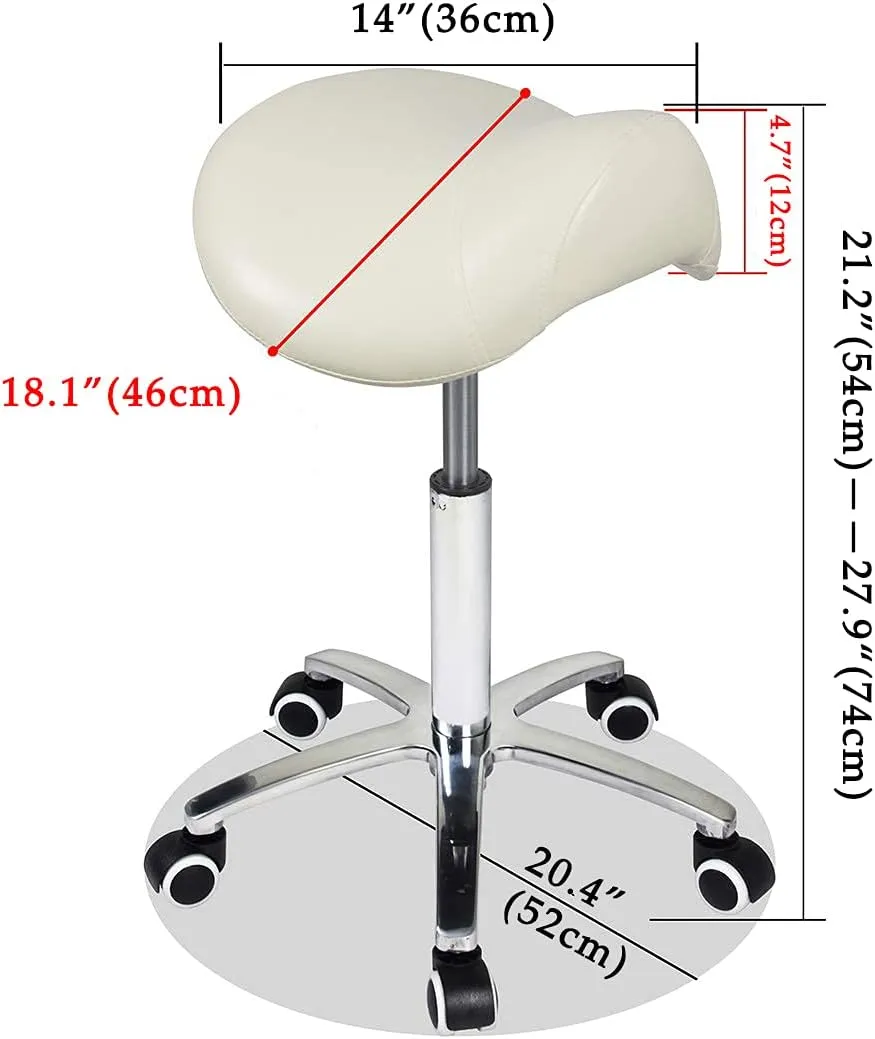 Antlu Saddle Stool Rolling Chair for Medical Lash Massage Salon Kitchen Spa,Adjustable Hydraulic Stool with Wheels (Beige)