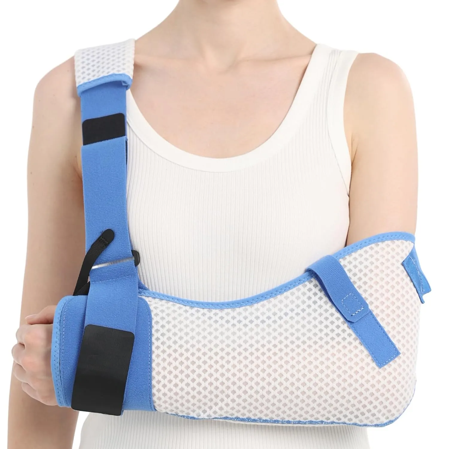 Arm Sling for Shoulder Injury with Waist Strap - Immobilizer Brace Support for Sleeping, Rotator Cuff Surgery (Mesh Version, Left, Small,25-30.5 inch)
