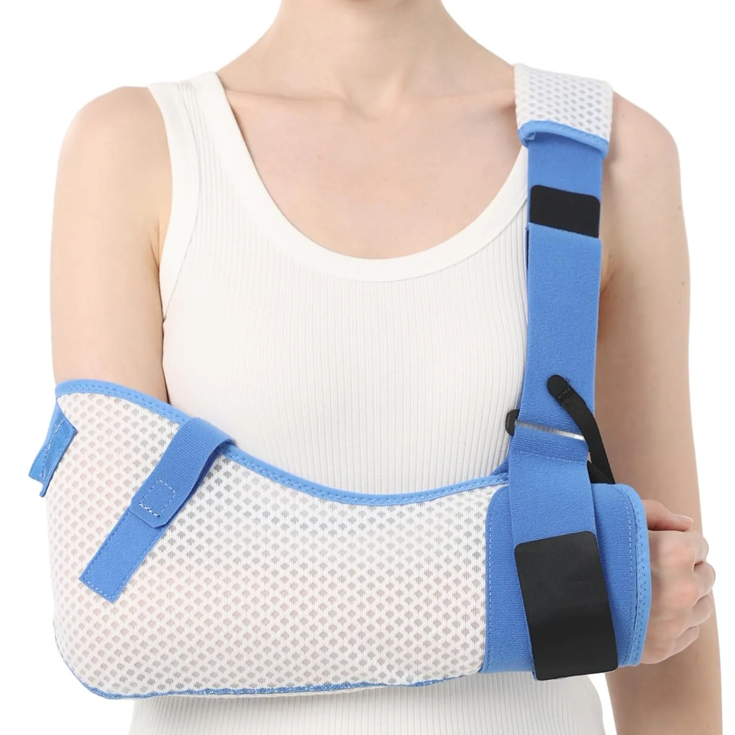 Arm Sling for Shoulder Injury with Waist Strap - Immobilizer Brace Support for Sleeping, Rotator Cuff Surgery (Mesh Version, Right, Medium,28.5-41 inch)
