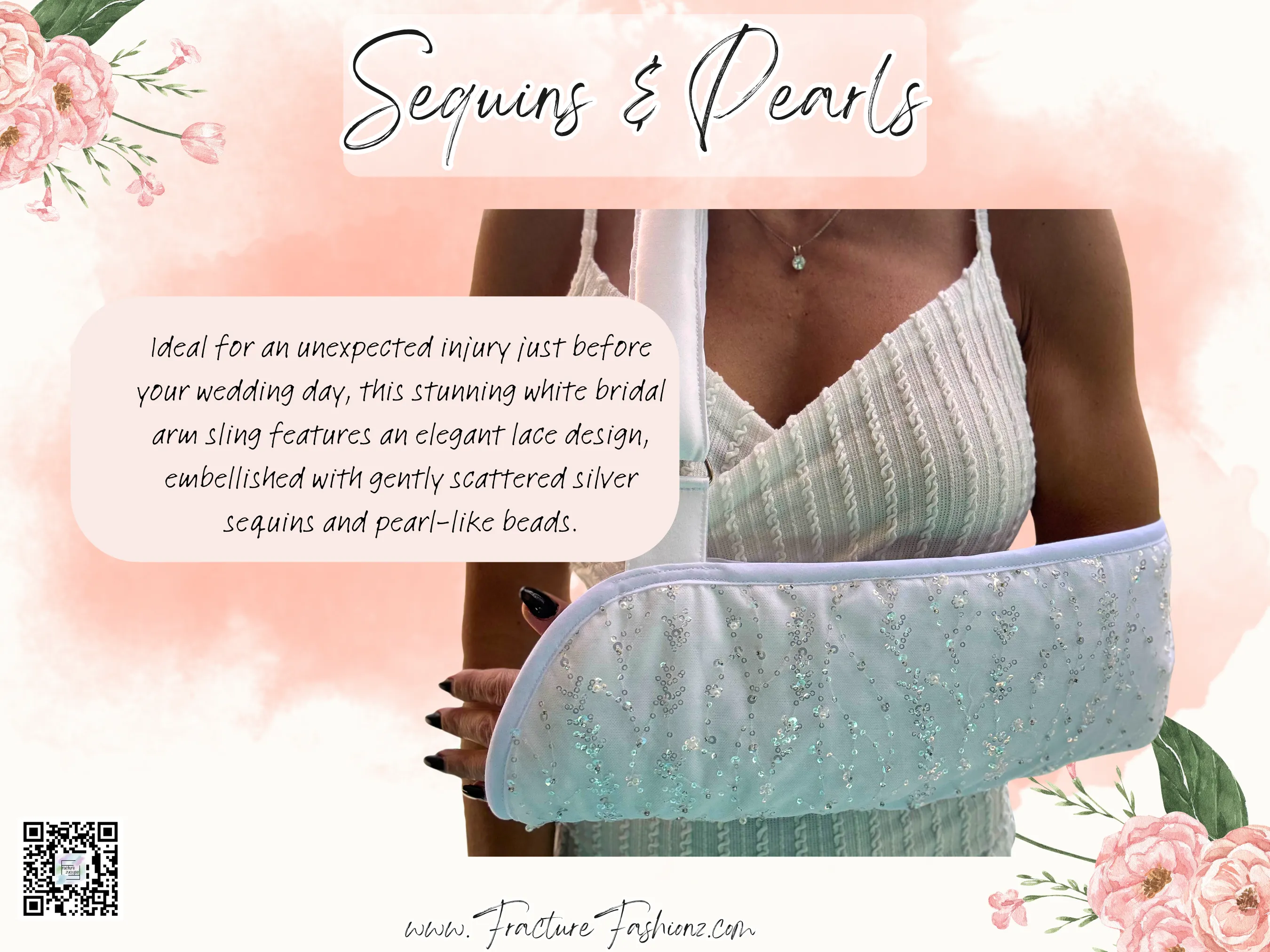 Arm Sling | Sequins and Pearls Bridal Wedding Lace Arm Sling