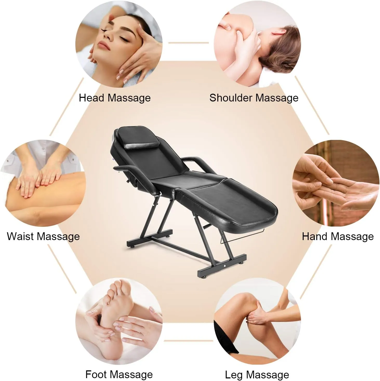 Artist hand Facial Bed Massage Table Adjustable Tattoo Chair W/Free Barber Bed Spa Chair Salon Massage Equipment Tattoo Bed Salon Chair with Tattoo Stool
