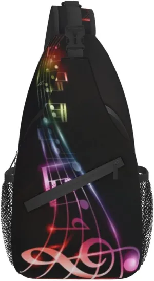 ASYG Music Sling Bag Crossbody Chest Daypack Casual Backpack Music Notes Shoulder Bag For Travel Hiking Sport Outdoor