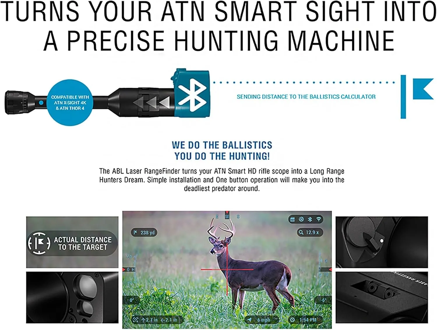 ATN Auxiliary Ballistic Smart Laser Rangefinder w/Bluetooth