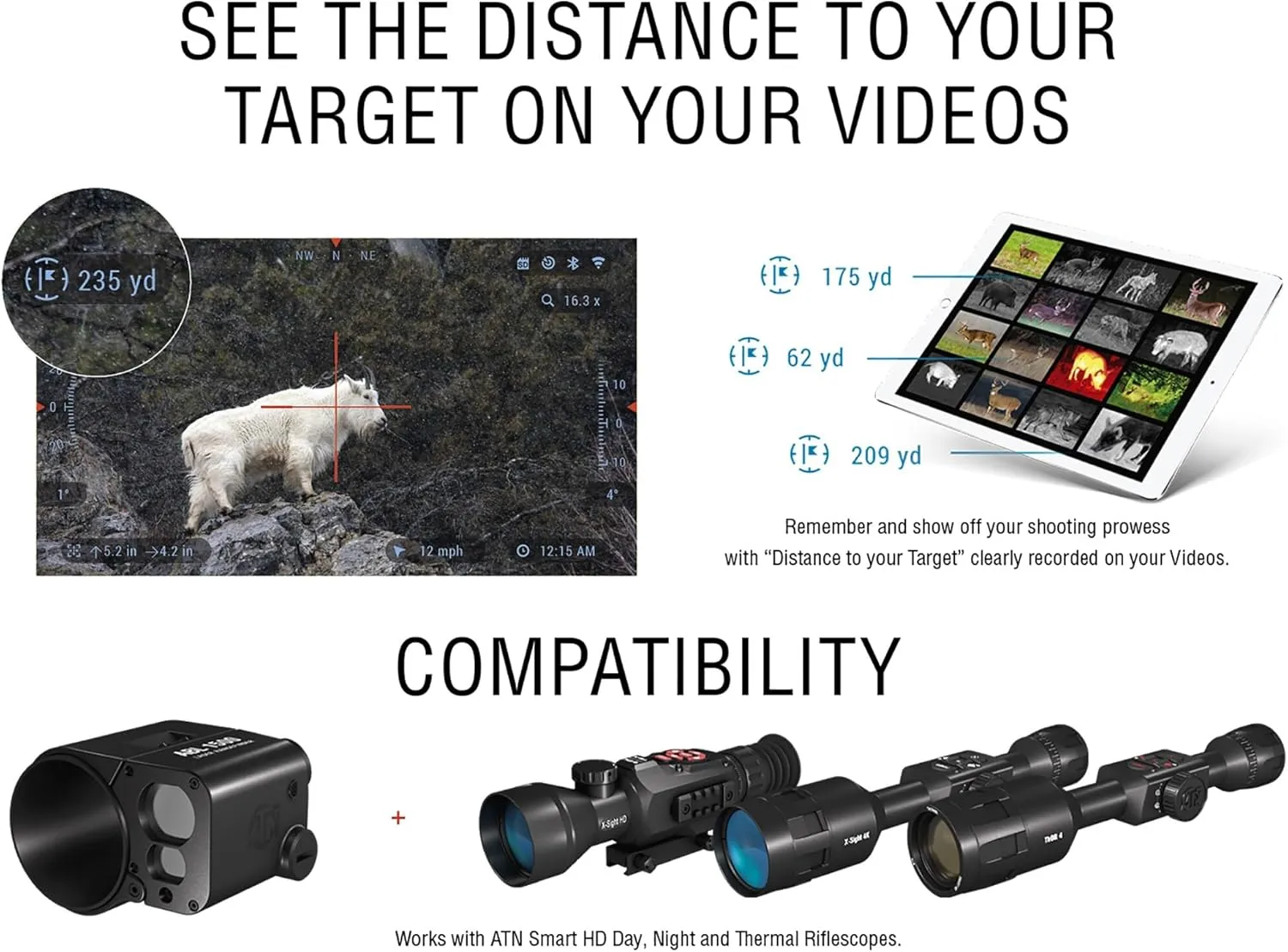 ATN Auxiliary Ballistic Smart Laser Rangefinder w/Bluetooth