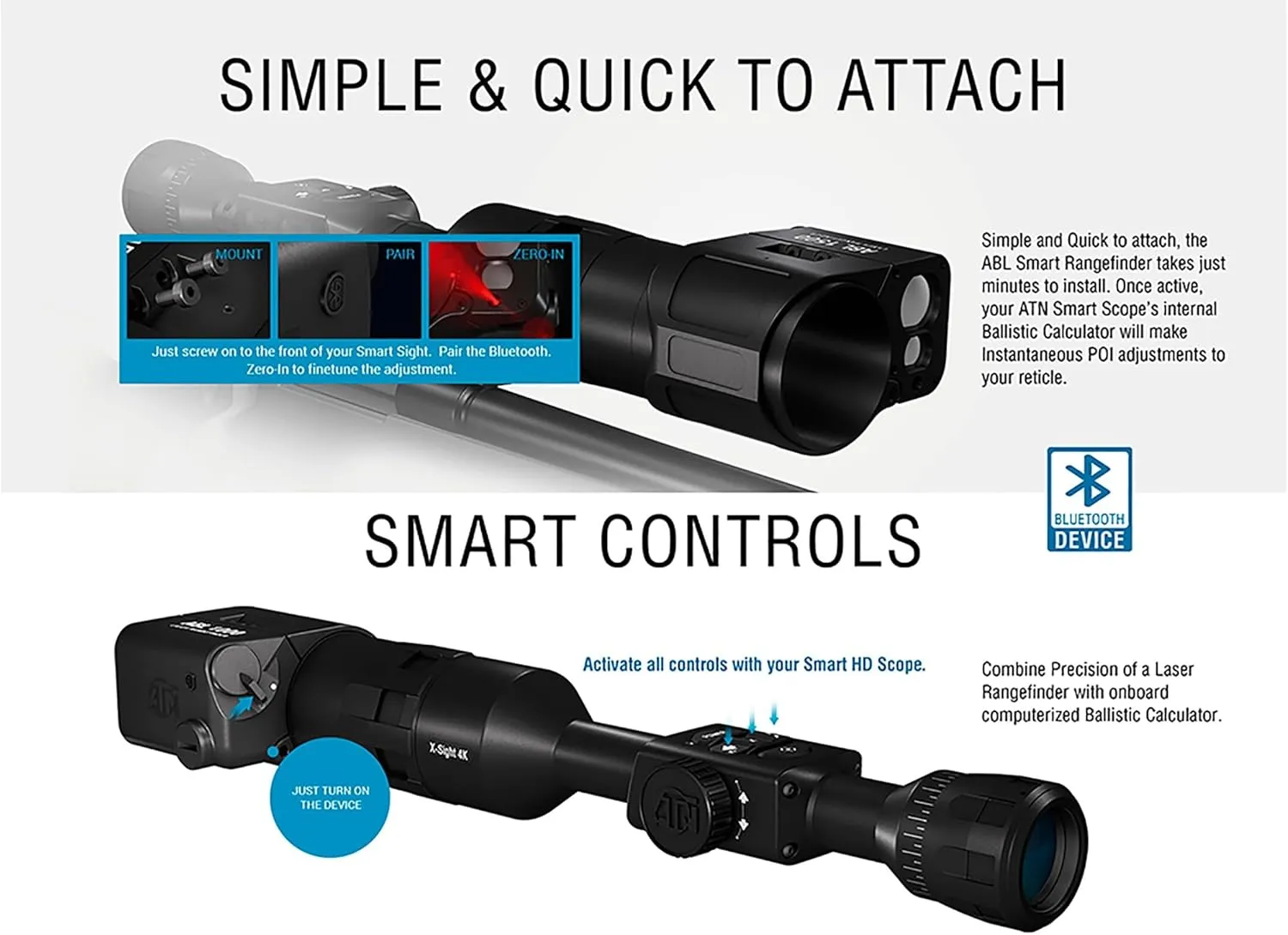 ATN Auxiliary Ballistic Smart Laser Rangefinder w/Bluetooth