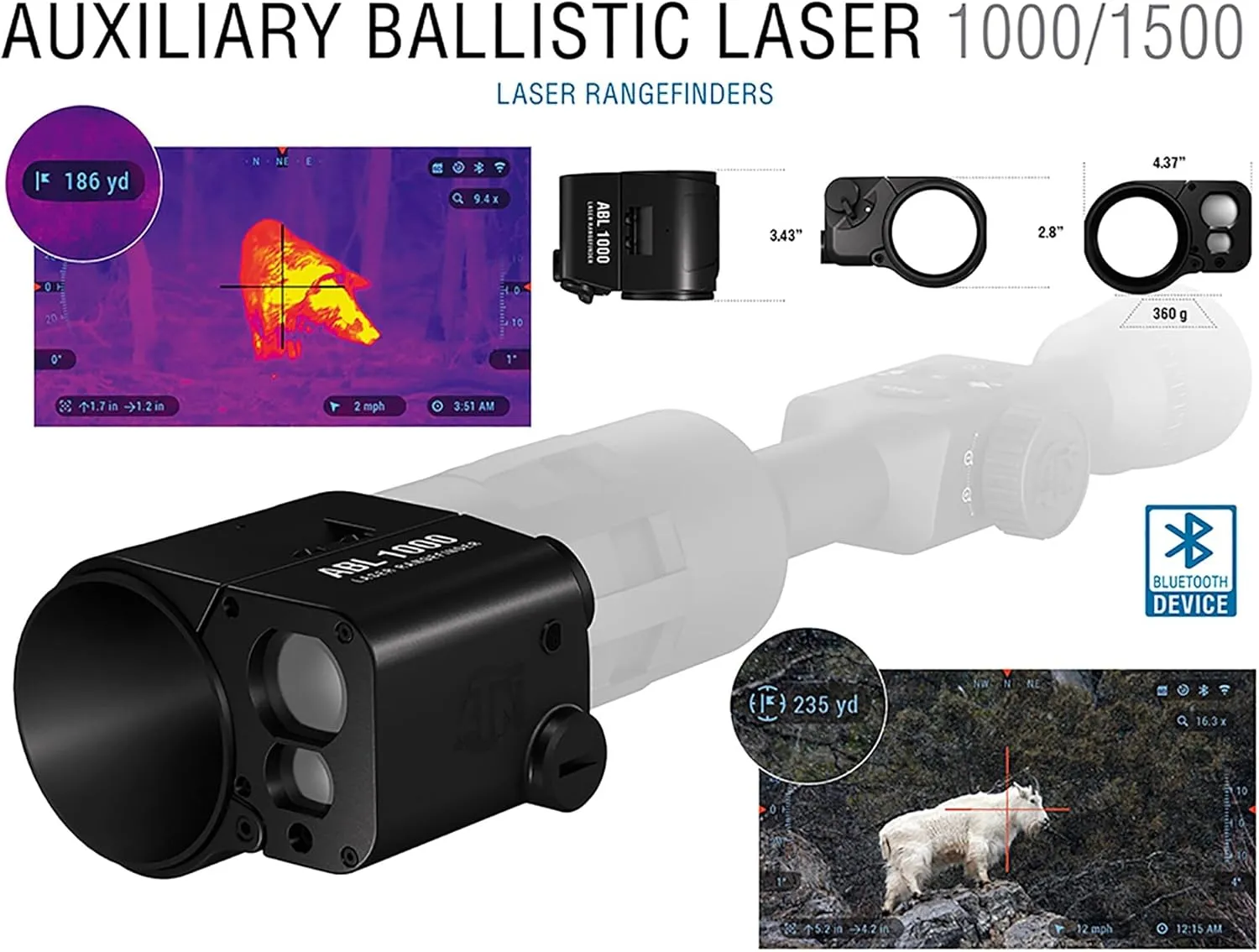 ATN Auxiliary Ballistic Smart Laser Rangefinder w/Bluetooth
