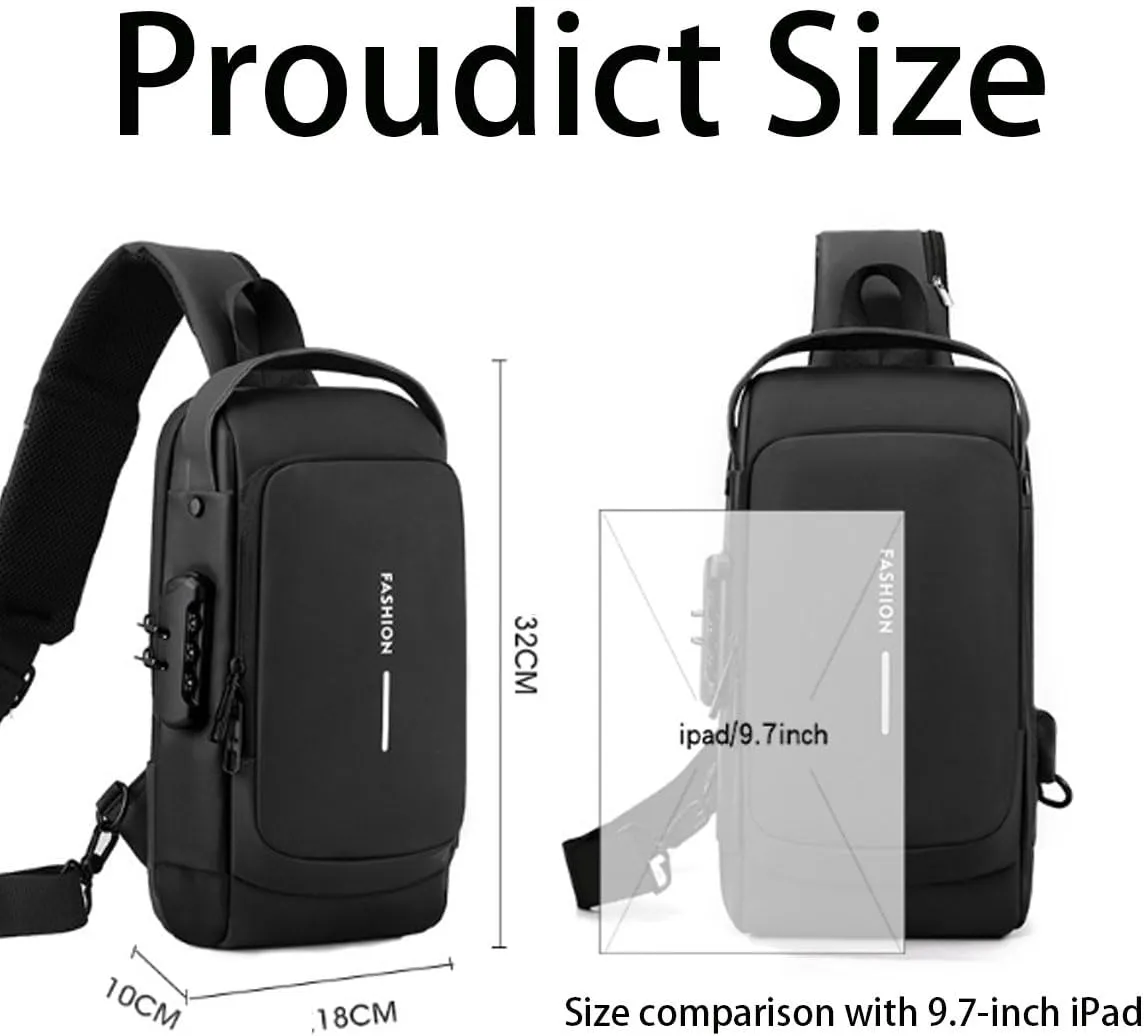 Auricz Sling Bag,New Carbon Fiber Streamline Anti-Theft Sling Bag, for Travel Gym Sports,Anti-Theft and Waterproof (Gray Gold)