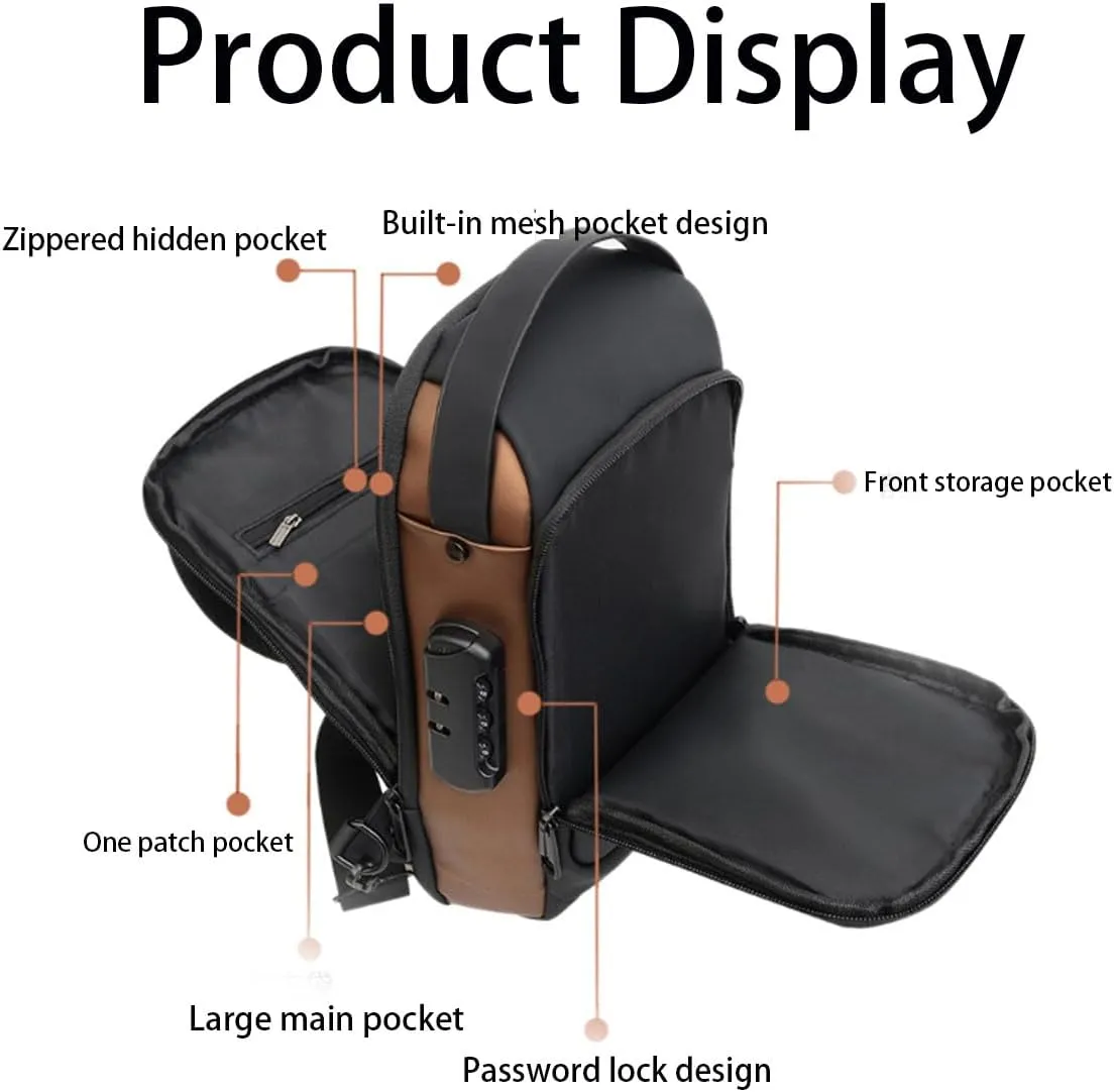 Auricz Sling Bag,New Carbon Fiber Streamline Anti-Theft Sling Bag, for Travel Gym Sports,Anti-Theft and Waterproof (Gray Gold)