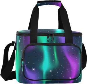 Aurora Star Purple Insulated Cooler Bag for Women Men Leakproof 24 Can Camping Cooler Tote for Beach Hiking Everyday Use