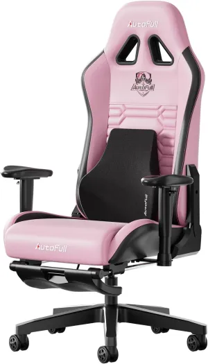 AutoFull C3 Gaming Chair, Racing Style Gaming Chair with Ergonomic Lumbar Support,Adjustable High Back PU Leather PC Chair with Footrest,Pink