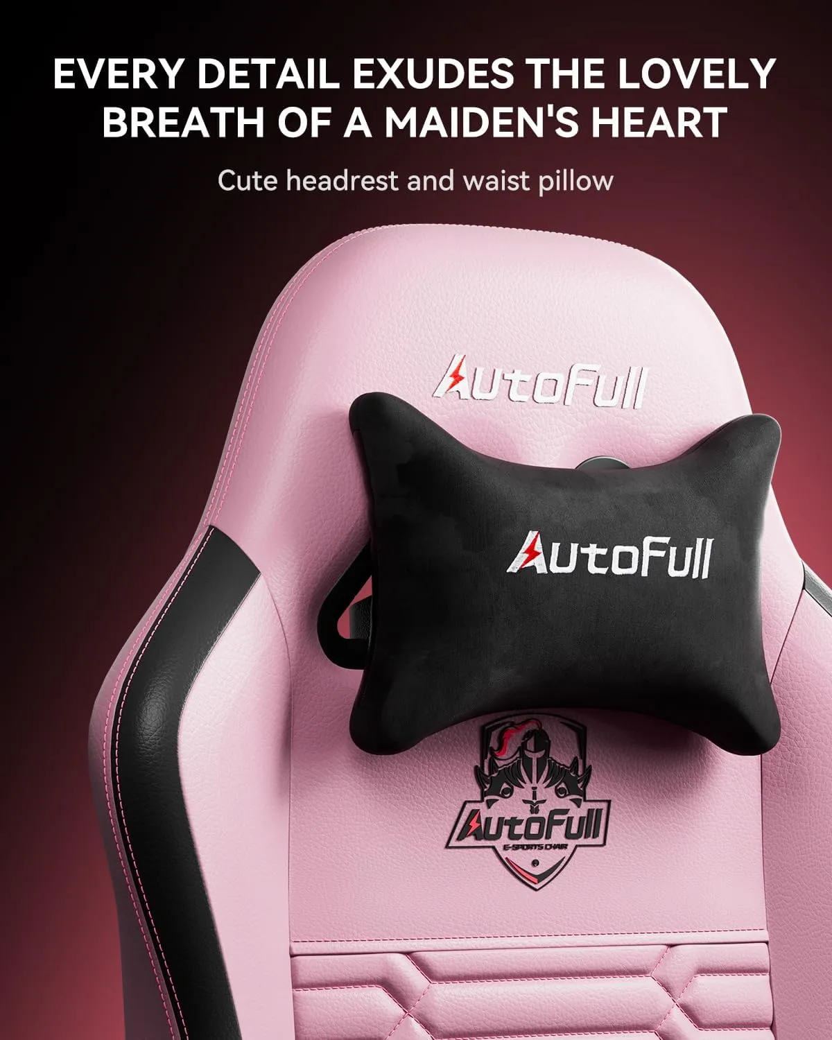 AutoFull C3 Gaming Chair, Racing Style Gaming Chair with Ergonomic Lumbar Support,Adjustable High Back PU Leather PC Chair with Footrest,Pink