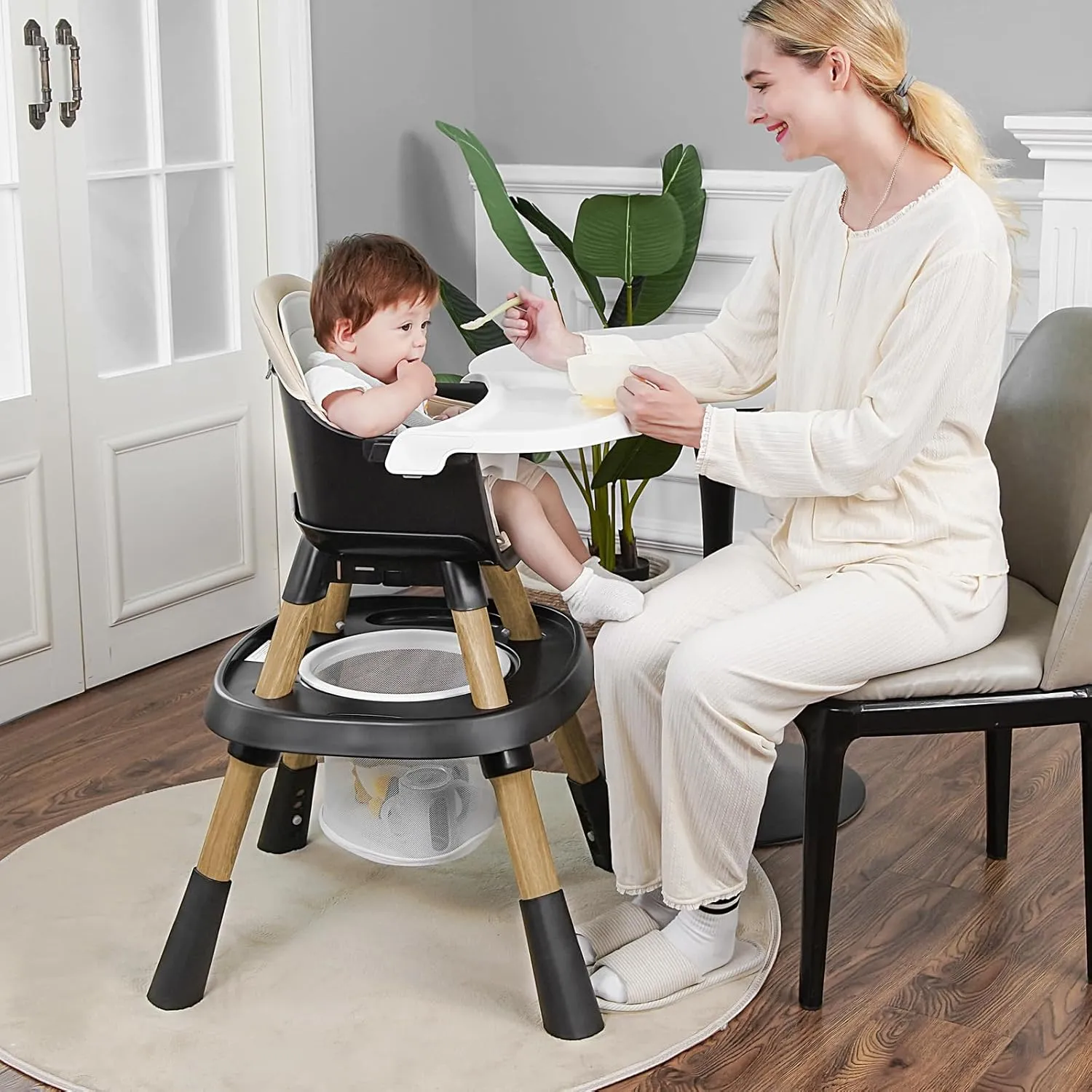 Baby High Chair, 15 in 1 Convertible High Chairs for Babies and Toddlers, Easy Clean High Chair for Baby, Baby Feeding Chair for 6-72 Months(Black)