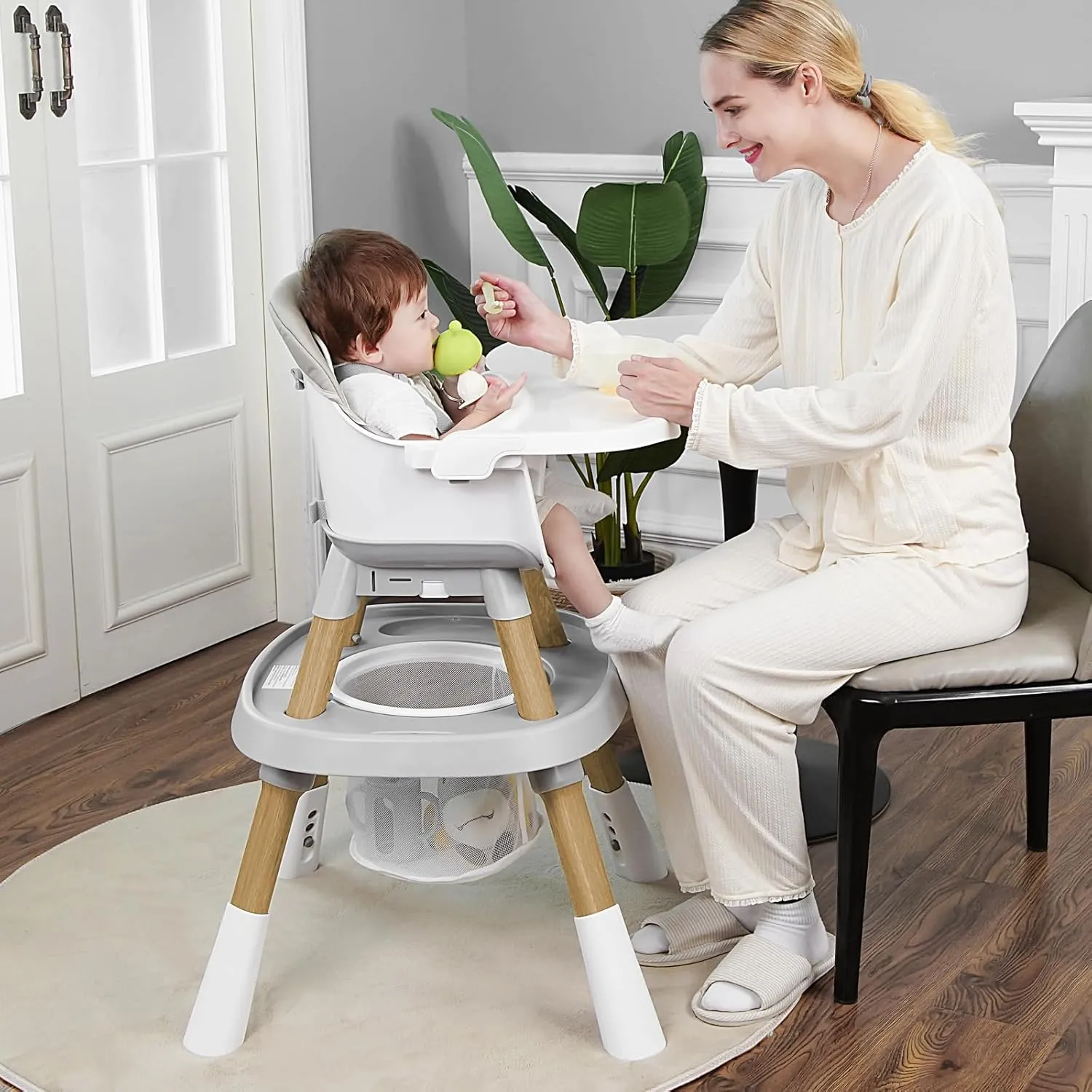 Baby High Chair, 15 in 1 Convertible High Chairs for Babies and Toddlers, Easy Clean High Chair for Baby, Baby Feeding Chair for 6-72 Months(Grey)