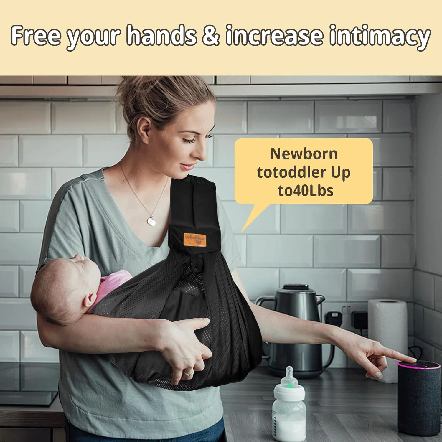 Baby Sling Carrier Newborn, Adjustable Easy Wearing Baby Nursing Warp Sling, New Mom Dad Soft Cotton Baby Front Holder Carrier for Infant Toddler Life Travel Essential Gifts