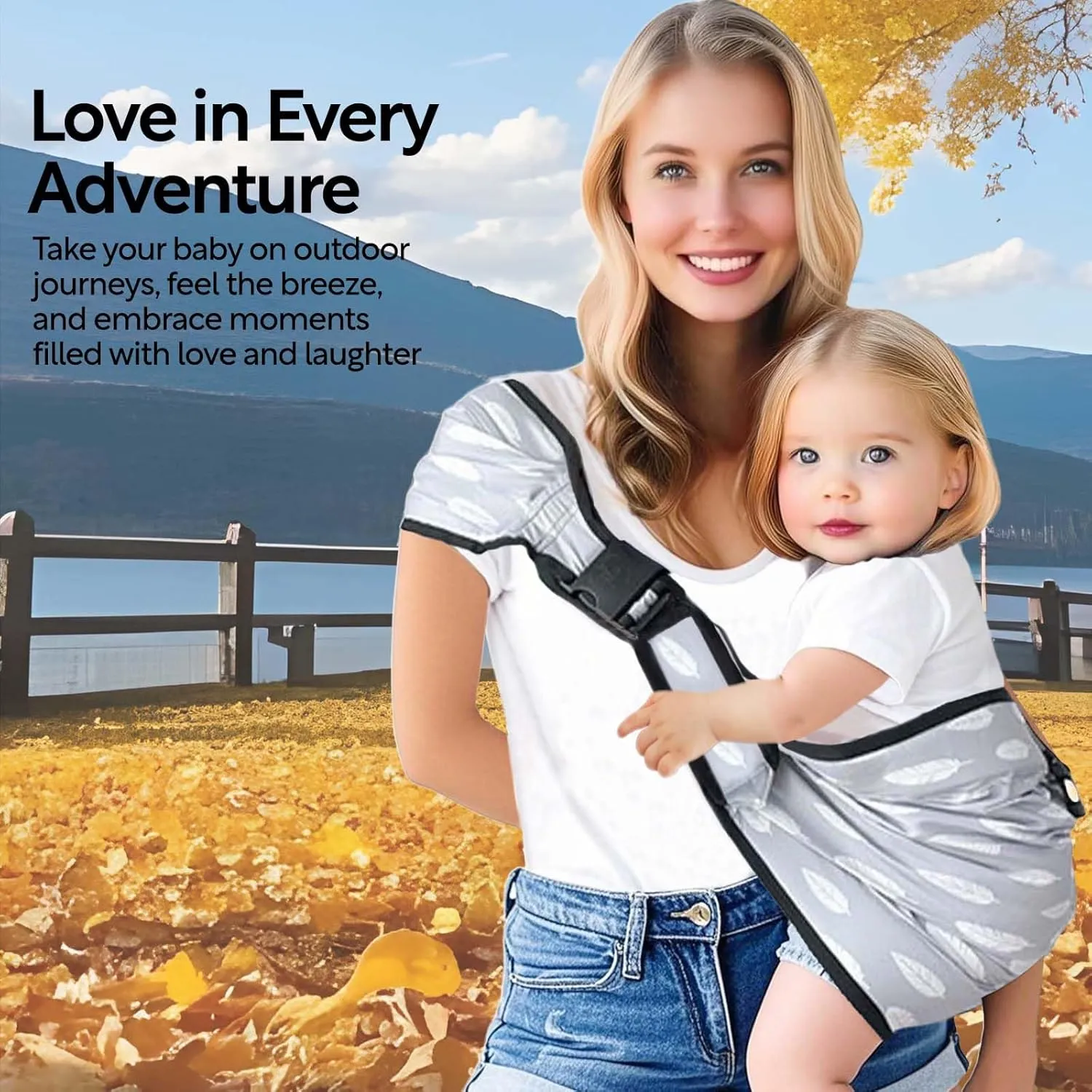 Baby Sling Carrier with Hip Seat - Adjustable & Safety Certified, Ergonomic Non-Slip Design for Newborn to Toddler (0-36 Months) -Carrying 8-35lbs Gray Feather