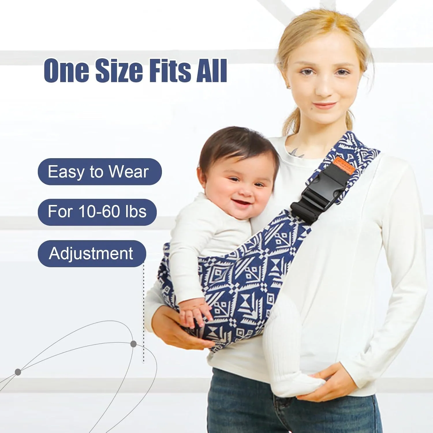 Baby Sling Carrier,Baby Sling,Toddler Carrier,Adjustable and Non-Slip Hip Seat Carriers Carrying 10-30 lbs(Black Sailboat)