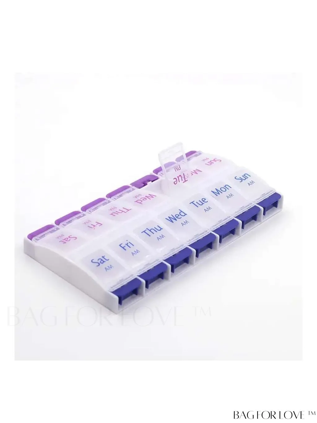 BagForLove - 14-Compartment Weekly Double-Row Pill Box for Home Medication Management