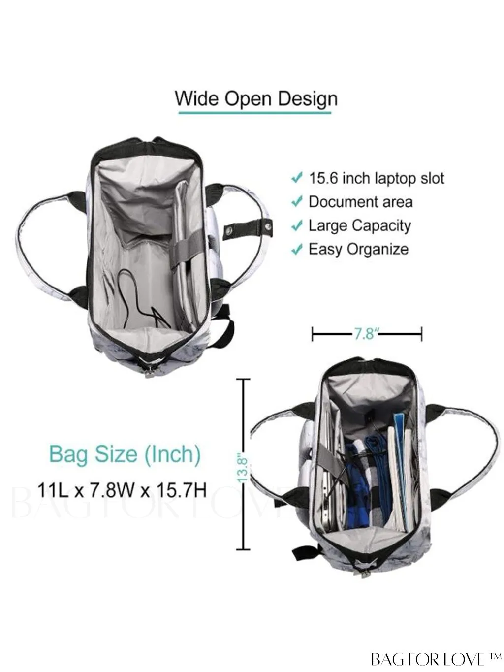 BagForLove - 15.6-Inch Laptop Backpack: Water-Resistant, USB Charging Port, Ideal for Business Travel & College